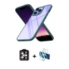 MARSİLYAN™- iPhone 14 Pro Max Kılıf Nova Işık Serisi - Siyah 3D Antistatik Cam Ekran Koruyucu + PVD Metal Kamera Lens - TU