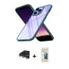 MARSİLYAN™- iPhone 14 Pro Max Kılıf Nova Işık Serisi - Siyah 6D Mat Seramik Hayalet Nano Ekran Koruyucu + Gümüş Raze Metal Kamera Lens