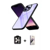 MARSİLYAN™- iPhone 14 Pro Max Kılıf Nova Işık Serisi - Siyah Bilvis 3D Mat Cam Ekran Koruyucu + PVD Metal Kamera Lens - TU