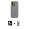 MARSİLYAN™- iPhone 14 Pro Max Kılıf Nova Işık Serisi - Siyah Bilvis 3D Mat Cam Ekran Koruyucu + PVD Metal Kamera Lens - TU