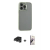 MARSİLYAN™- iPhone 14 Pro Max Kılıf Nova Işık Serisi - Siyah Bilvis 3D Mat Cam Ekran Koruyucu + Raze Metal Kamera Lens - GS