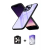 MARSİLYAN™- iPhone 14 Pro Max Kılıf Nova Işık Serisi - Siyah Bilvis 5in1 3D Magic Cam Ekran Koruyucu + PVD Metal Kamera Lens - TU