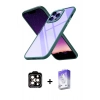MARSİLYAN™- iPhone 14 Pro Max Kılıf Nova Işık Serisi - Siyah Bilvis 5in1 3D Magic Cam Ekran Koruyucu + PVD Metal Kamera Lens - TU