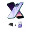MARSİLYAN™- iPhone 14 Pro Max Kılıf Nova Işık Serisi - Siyah Bilvis 5in1 5D Magic Hayalet Cam Ekran Koruyucu + Raze Metal Kamera Lens - GS