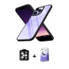 MARSİLYAN™- iPhone 14 Pro Max Kılıf Nova Işık Serisi - Siyah Bilvis 5in1 5D Magic Hayalet Cam Ekran Koruyucu + PVD Metal Kamera Lens - TU