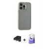 MARSİLYAN™- iPhone 14 Pro Max Kılıf Nova Işık Serisi - Siyah Bilvis 5in1 5D Magic Hayalet Cam Ekran Koruyucu + Raze Metal Kamera Lens - GS