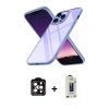 MARSİLYAN™- iPhone 14 Pro Max Kılıf Nova Işık Serisi - Siyah Bilvis Hayalet Cam Ekran Koruyucu + Turuncu PVD Metal Kamera Lens