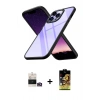 MARSİLYAN™- iPhone 14 Pro Max Kılıf Nova Işık Serisi - Siyah Buffer Cam Ekran Koruyucu + Bilvis Titan Kamera Lens - GD