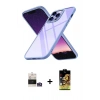 MARSİLYAN™- iPhone 14 Pro Max Kılıf Nova Işık Serisi - Siyah Buffer Cam Ekran Koruyucu + Gümüş Bilvis Titan Kamera Lens