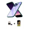 MARSİLYAN™- iPhone 14 Pro Max Kılıf Nova Işık Serisi - Siyah Buffer Cam Ekran Koruyucu + Gümüş Bilvis Titan Kamera Lens