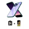 MARSİLYAN™- iPhone 14 Pro Max Kılıf Nova Işık Serisi - Siyah Buffer Cam Ekran Koruyucu + PVD Metal Kamera Lens - TU