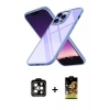 MARSİLYAN™- iPhone 14 Pro Max Kılıf Nova Işık Serisi - Siyah Buffer Cam Ekran Koruyucu + PVD Metal Kamera Lens - TU