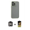 MARSİLYAN™- iPhone 14 Pro Max Kılıf Nova Işık Serisi - Siyah Buffer Cam Ekran Koruyucu + PVD Metal Kamera Lens - TU