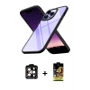 MARSİLYAN™- iPhone 14 Pro Max Kılıf Nova Işık Serisi - Siyah Buffer Cam Ekran Koruyucu + PVD Metal Kamera Lens - TU