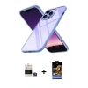 MARSİLYAN™- iPhone 14 Pro Max Kılıf Nova Işık Serisi - Siyah Buffer Hayalet Cam Ekran Koruyucu + Bilvis Titan Kamera Lens - GS