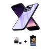 MARSİLYAN™- iPhone 14 Pro Max Kılıf Nova Işık Serisi - Siyah Buffer Hayalet Cam Ekran Koruyucu + Bilvis Titan Kamera Lens - DNMR