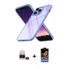 MARSİLYAN™- iPhone 14 Pro Max Kılıf Nova Işık Serisi - Siyah Buffer Hayalet Cam Ekran Koruyucu + Bilvis Titan Kamera Lens - GS