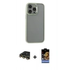 MARSİLYAN™- iPhone 14 Pro Max Kılıf Nova Işık Serisi - Siyah Buffer Hayalet Cam Ekran Koruyucu + Raze Metal Kamera Lens - GD