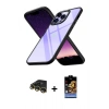 MARSİLYAN™- iPhone 14 Pro Max Kılıf Nova Işık Serisi - Siyah Buffer Hayalet Cam Ekran Koruyucu + Raze Metal Kamera Lens - GD