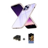 MARSİLYAN™- iPhone 14 Pro Max Kılıf Nova Işık Serisi - Siyah Buffer Hayalet Cam Ekran Koruyucu + Raze Metal Kamera Lens - GD