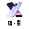 MARSİLYAN™- iPhone 14 Pro Max Kılıf Nova Işık Serisi - Siyah Buffer Hayalet Cam Ekran Koruyucu + PVD Metal Kamera Lens - TU