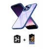 MARSİLYAN™- iPhone 14 Pro Max Kılıf Nova Işık Serisi - Siyah Buffer Hayalet Cam Ekran Koruyucu + PVD Metal Kamera Lens - TU