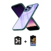MARSİLYAN™- iPhone 14 Pro Max Kılıf Nova Işık Serisi - Siyah Buffer Hayalet Cam Ekran Koruyucu + PVD Metal Kamera Lens - TU