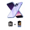 MARSİLYAN™- iPhone 14 Pro Max Kılıf Nova Işık Serisi - Siyah Buffer Hayalet Cam Ekran Koruyucu + PVD Metal Kamera Lens - TU