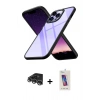 MARSİLYAN™- iPhone 14 Pro Max Kılıf Nova Işık Serisi - Siyah Joko 5D Cam + Gümüş Raze Metal Kamera Lens