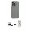 MARSİLYAN™- iPhone 14 Pro Max Kılıf Nova Işık Serisi - Siyah Mat Seramik Nano Ekran Koruyucu + Derin Mor Bilvis Titan Kamera Lens