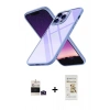 MARSİLYAN™- iPhone 14 Pro Max Kılıf Nova Işık Serisi - Siyah Mat Seramik Nano Ekran Koruyucu + Derin Mor Bilvis Titan Kamera Lens