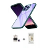 MARSİLYAN™- iPhone 14 Pro Max Kılıf Nova Işık Serisi - Siyah Mat Seramik Nano Ekran Koruyucu + Derin Mor Bilvis Titan Kamera Lens