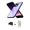 MARSİLYAN™- iPhone 14 Pro Max Kılıf Nova Işık Serisi - Siyah Mat Seramik Nano Ekran Koruyucu + Raze Metal Kamera Lens - GS