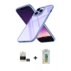MARSİLYAN™- iPhone 14 Pro Max Kılıf Nova Işık Serisi - Siyah Polymer Nano Ekran Koruyucu + Bilvis Titan Kamera Lens - GS