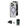 MARSİLYAN™- iPhone 14 Pro Max Kılıf Odak Form Özel Seri - Şeffaf 360 Full Body Arka Koruyucu + Raze Metal Kamera Lens - GS
