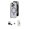 MARSİLYAN™- iPhone 14 Pro Max Kılıf Odak Form Özel Seri - Şeffaf Pasifik Cam Ekran Koruyucu + Bilvis Titan Kamera Lens - DNMR