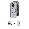 MARSİLYAN™- iPhone 14 Pro Max Kılıf Odak Form Özel Seri - Şeffaf Pasifik Cam Ekran Koruyucu + Bilvis Titan Kamera Lens - SH