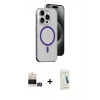 MARSİLYAN™- iPhone 14 Pro Max Kılıf Odak Form Özel Seri - Şeffaf Pasifik Cam Ekran Koruyucu + Bilvis Titan Kamera Lens - GD