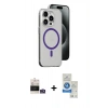 MARSİLYAN™- iPhone 14 Pro Max Kılıf Odak Form Özel Seri - Şeffaf Royal Nano Ekran Koruyucu + Bilvis Titan Kamera Lens - GS