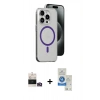 MARSİLYAN™- iPhone 14 Pro Max Kılıf Odak Form Özel Seri - Şeffaf Royal Nano Ekran Koruyucu + Bilvis Titan Kamera Lens - GD