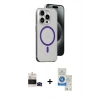 MARSİLYAN™- iPhone 14 Pro Max Kılıf Odak Form Özel Seri - Şeffaf Royal Nano Ekran Koruyucu + Siyah Bilvis Titan Kamera Lens