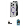 MARSİLYAN™- iPhone 14 Pro Max Kılıf Odak Form Özel Seri - Siyah 18D Cam Ekran Koruyucu + Bilvis Titan Kamera Lens - GD