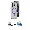 MARSİLYAN™- iPhone 14 Pro Max Kılıf Odak Form Özel Seri - Siyah 3D Antistatik Cam Ekran Koruyucu + Bilvis Titan Kamera Lens - SH