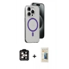MARSİLYAN™- iPhone 14 Pro Max Kılıf Odak Form Özel Seri - Siyah 6D Mat Seramik Hayalet Nano Ekran Koruyucu + PVD Metal Kamera Lens - TU