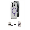 MARSİLYAN™- iPhone 14 Pro Max Kılıf Odak Form Özel Seri - Siyah Bilvis 3D Mat Cam Ekran Koruyucu + Gold Bilvis Titan Kamera Lens