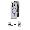 MARSİLYAN™- iPhone 14 Pro Max Kılıf Odak Form Özel Seri - Siyah Bilvis 3D Mat Cam Ekran Koruyucu + Bilvis Titan Kamera Lens - GS