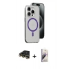 MARSİLYAN™- iPhone 14 Pro Max Kılıf Odak Form Özel Seri - Siyah Bilvis 3D Mat Cam Ekran Koruyucu + Raze Metal Kamera Lens - GD