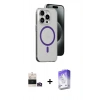 MARSİLYAN™- iPhone 14 Pro Max Kılıf Odak Form Özel Seri - Siyah Bilvis 5in1 3D Magic Cam Ekran Koruyucu + Gold Bilvis Titan Kamera Lens