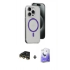 MARSİLYAN™- iPhone 14 Pro Max Kılıf Odak Form Özel Seri - Siyah Bilvis 5in1 5D Magic Hayalet Cam Ekran Koruyucu + Raze Metal Kamera Lens - GD