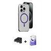 MARSİLYAN™- iPhone 14 Pro Max Kılıf Odak Form Özel Seri - Siyah Bilvis 5in1 5D Magic Hayalet Cam Ekran Koruyucu + Raze Metal Kamera Lens - GS